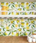 Lemon Branches Floral Peel And Stick Wallpaper Removable Self Adhesive Vinyl Mural Roll 17.7 By 354 Inches Waterproof Wall Decor