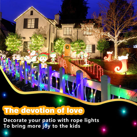 Outdoor Solar Powered Rope Lights 132 Ft Twin Pack 400 LED Lit Color Changing Fairy Lights Waterproof IP65 With Remote