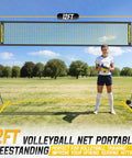12 Foot Portable Volleyball Net For Backyard Beach Play Freestanding Adjustable Height Indoor And Outdoor Use With Carry Bag