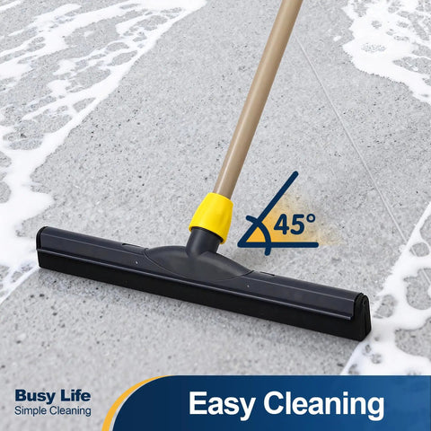 Big Time Heavy Duty Floor Squeegee Scrubber With Adjustable Telescopic Pole And Ergonomic Grip for easy cleaning on wet surface.