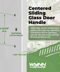 Top Tier 10 Inch Black Pull Handle Set For Sliding Patio Glass Doors With Center Latch Replacement, showing installation hole spacing.