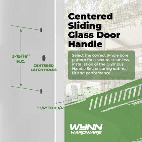 Top Tier 10 Inch Black Pull Handle Set For Sliding Patio Glass Doors With Center Latch Replacement, showing installation hole spacing.