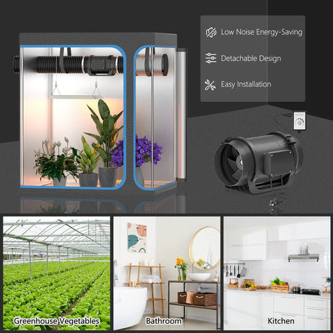 8 Inch Inline Duct Fan With 760 CFM And Variable Speed EC Motor in grow tent setup