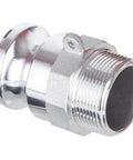 Heavy Duty Slick Quick Swap Aluminum Cam Lock Hose Fittings Type F With Male Npt Thread 1.5 Inch close-up view of connector.