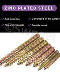 Heavy Duty Zinc Plated Hanger Bolts Assortment Kit Double Ended Dowel Screws For Wood Furniture Assembly showing various sized screws.