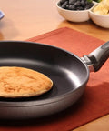 9.5 Inch Diamond Coated Nonstick Fry Pan Induction Ready Aluminum Skillet Oven Safe To 500 F Dishwasher Safe Gray with pancake
