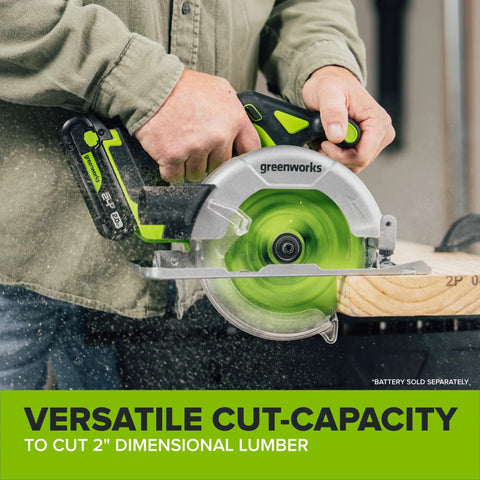 Heavy Duty Brushless Cordless Circular Saw Tool Only Featuring Snappy 24 Volt Battery Power And Knockout Demolition Cutting With Easy Lock Bevel Adjustment For Dependable High Speed Performance cutting through 2-inch dimensional lumber.