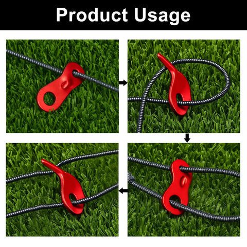20 Pack Tent Tensioners And Guyline Cord Adjusters Aluminum Alloy Wind Rope Buckles For Secure Shelter Setup Red Camping Gear usage.