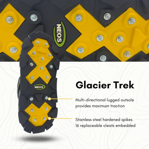 Rugged 840 Denier Waterproof Winter Boots With Heavy Foam Insulation And 32 Replaceable Ice Cleats For Kickass Traction On Frozen Trails Built Different To Slay Deep Snow Adventures XL Size with multi-directional lugs and embedded cleats.