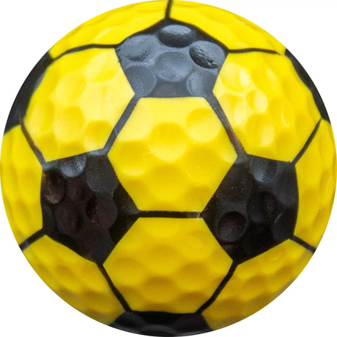 Bright Yellow Soccer Golf Balls Set Of 12 With 360 Degree Soccer Design For Players, Coaches, Fans, Tournaments, League Play