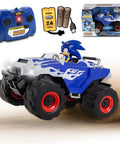 RC Sonic Racing CrossWorlds Monster Truck Ready To Run 2.4GHz Remote Control Toy with turbo boost and Sonic character in action