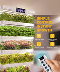 Massive Vertical Hydroponic Growing System With 148 Pod Indoor Garden Tower with control and vegetables, side view.