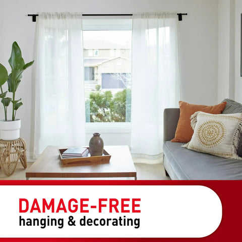 Hassle Free Wall Mount Hardware That Slides Right Onto Medium Black Curtain Rods With Heavy Duty Adhesive Strips Quick Install No Screw Marks Just Pop On And You Are Set For Every Room