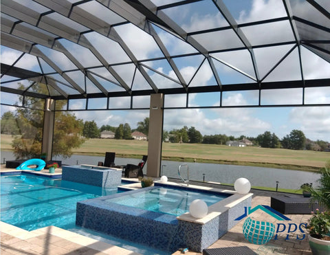 Heavy Duty 9 X 100 Foot Charcoal Fiberglass Mesh Screen With 20x20 No See Um Build for Lanai and Screen Rooms by poolside