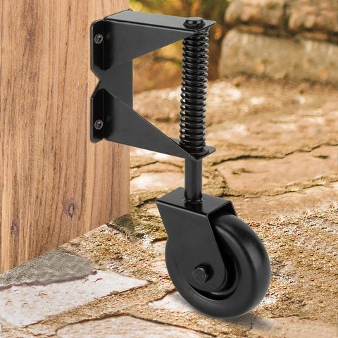 Beefy 4 Inch Gate Wheel Caster Kit With Spring Loaded Gate Helper For Wooden Fences And Vinyl Swing Gates, Heavy Duty