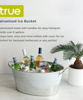 Large Galvanized Ice Tub For Parties With Sturdy Handles Six Point Three Gallon Beverage Cooler With Drinks