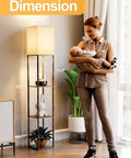 2 Pack Rustic Brown Floor Lamp With Shelves For Living Room Corner Etagere Style Standing Organizer Tower 63 Inch Tall