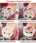 Four-step seed reel change for Manual Seeder For Easy And Efficient Sowing With Equidistant Quantitative Row Planting.