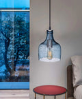 Blue Glass Pendant Lights For Kitchen Island In Modern Farmhouse Style Ceiling Hanging Fixtures with hand-blown art glass