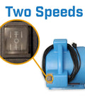 One Half Horsepower Heavy Duty Air Mover, Lightweight Carpet Dryer And Floor Blower With High Velocity Airflow, Blue, Two Speeds