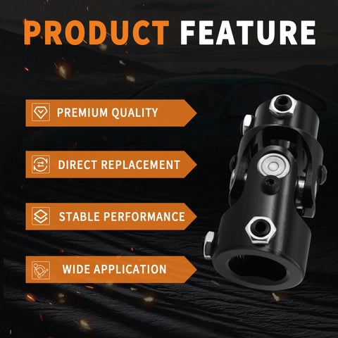 Three Quarters Inch DD X One Inch DD Universal U Joint Black Steering Shaft Built Tough For Heavy Duty Use features shown