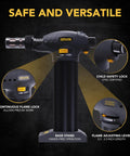 Butane Torch Multi-Function Kit with self igniting soldering station, adjustable flame, safety locks, and hands-free base stand.