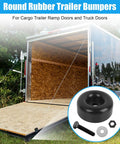 2.5 Inch Trailer Ramp Door Bumper Kit with round rubber stops and screw hardware shown with cargo trailer ramp door