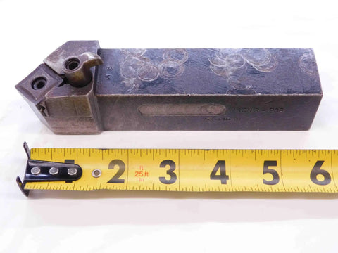 Beefy Pro Grade Lathe Turning Tool Holder With One And A Quarter Inch Shank MSSNR 206, 6 Inch overall length next to tape measure