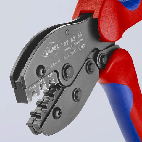 Three-Position Contact Crimping Pliers For Non-Insulated Open Plug Type Connectors 4.8 And 6.3 Mm, 0.5-6 Mm2 AWG 20-10 Capacity