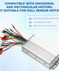 Beefed Up Dual Mode 12 Tube Brushless Motor Speed Controller For 48V 60V 64V 72V Systems, wires visible for e-bikes.