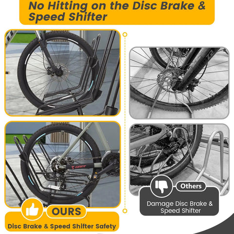 Rock Solid Four Bike Floor Rack With Zero Scratch Guards For Disc Brakes And Derailleurs Upgraded Steel Garage Organizer Holds 12 To 29 Inch Tires Total Indoor Outdoor Storage Flex