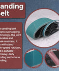 10 Pack Heavy Duty Sanding Belts 1/2 X 12 Inch At 60 Grit Premium Zirconia Abrasives with seamless joint design.