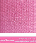 Close-up of Pink 4x6 Inch Padded Bubble Mailers Pack Of 12 Self Seal Thickened Poly Envelopes with water droplets showing waterproof feature