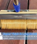 7 Inch Deck Stain Brush Kit With 60 Inch Long Handle And 3 Inch Small Brush on wooden deck for even coverage
