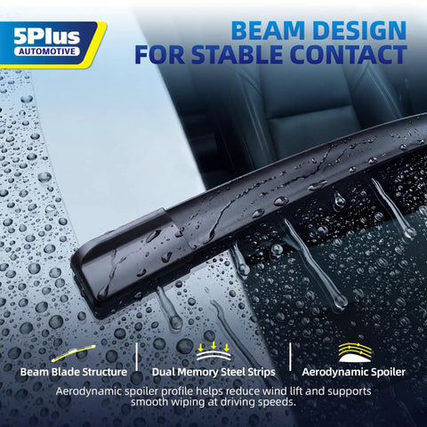 Deadly Smooth 22 Inch Windshield Wiper Blades 2 Pack All Weather Flexible Rubber Coated Wipers with beam design for stable contact.