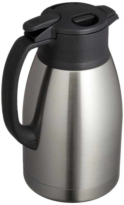 Built Tough Stainless Steel Vacuum Carafe 1.5 Liter For Hot Or Cold Drinks, Unbreakable Steel Build with Black Handle
