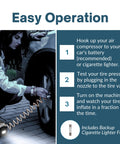 Instructions for using 12V Portable Air Compressor With LED Flashlight Compact Double Cylinder Tire Pump Up To 150 PSI