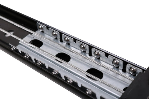Close-up view of Hella Sturdy Steel Table Extension Brackets With Smooth Glide Rollers, showing glide mechanism and robust metal design.