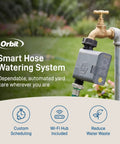 B-hyve Gen 2 Smart Hose Watering Timer With WiFi Hub for app-controlled yard watering attached to outdoor faucet