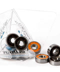Chrome Steel Bearings 8x22x7mm for skateboards and longboards, tempered steel balls, smooth roll, universal fit, set of 8.