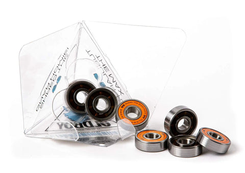 Chrome Steel Bearings 8x22x7mm for skateboards and longboards, tempered steel balls, smooth roll, universal fit, set of 8.