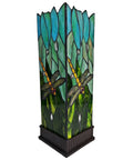 Tiffany Style Dragonfly Stained Glass Lamp For Bedside Table Desk Or Piano, Green Yellow Dragonfly Pattern, Handcrafted Gift