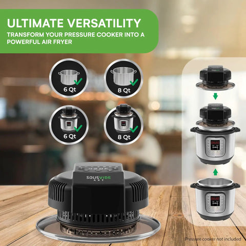 Turn Your Instant Pot Into A Real Air Fryer With A 7 In 1 Lid For 8 Qt Pots, showing compatibility with 6 Qt models