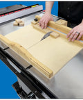 Heavy Duty 19 Inch Aluminum Miter Bar Table Saw Runner With Zero Wiggle For Standard 3/4 X 3/8 Slots in use on a table saw.