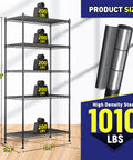 Five Tier Adjustable Narrow Storage Shelves For Kitchen, Heavy Duty Metal Rack With 1010 Lbs Load Capacity, Anti-Wobble Stability, Durable Pantry Organizer For Cabinets And Countertop Organization, Space Saver. 59.4" tall steel shelf