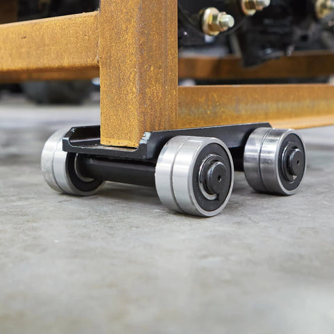 Heavy Duty Machinery Skates Loaded With Eight Knockout Steel Wheels And Three Thousand Three Hundred Pound Pulling Power For Effortless Rolling Haulin Of Big Shop Equipment And Factory Loads