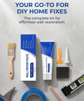 Fast Drying Drywall Patch Kit With Scraper For Holes And Cracks Waterproof Wall Repair Paste, displayed with tools for DIY home fix.