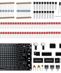 LED PCB Board Chaser Soldering Practice Kit For Beginners, components and marked pads for DIY running light project