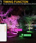 Four Pack RGB LED Flood Lights Outdoor 300W Equivalent 30W Bluetooth Smart Color Changing Floodlights illuminate garden with app control