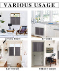 Various usage of Short Grey Blackout Curtains Set Of 2 For Small Windows in living room, kitchen, bathroom, and on French door.